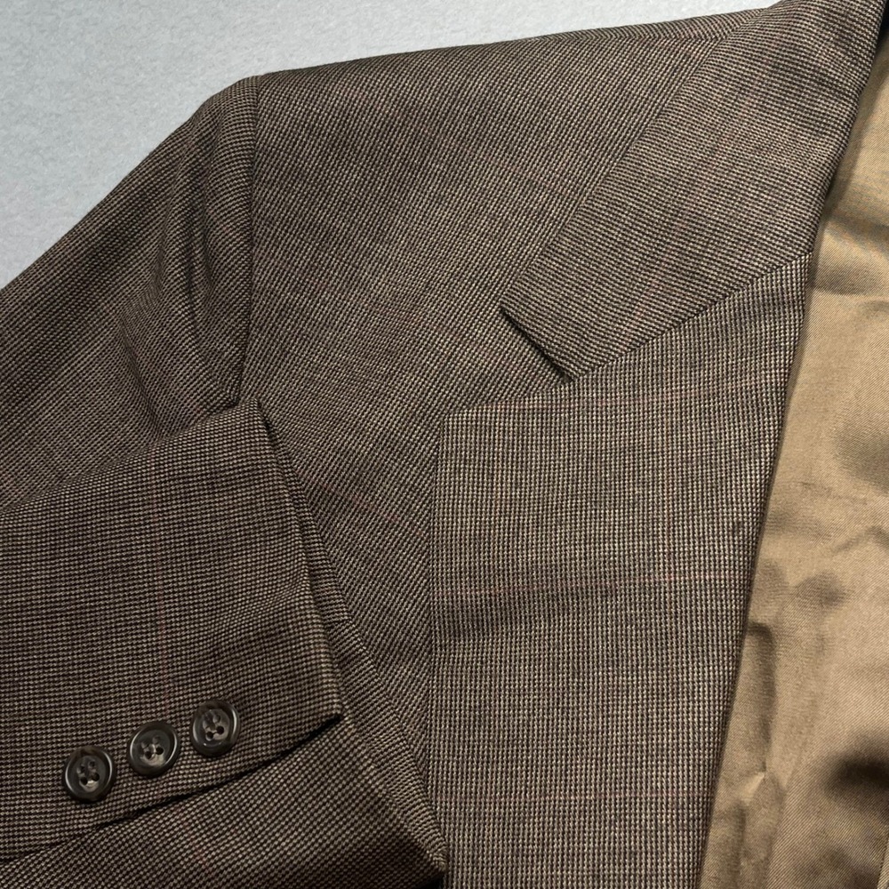 Brooks Brothers Mens Brown Wool Micro Houndstooth Two Button Blazer Sport Coat